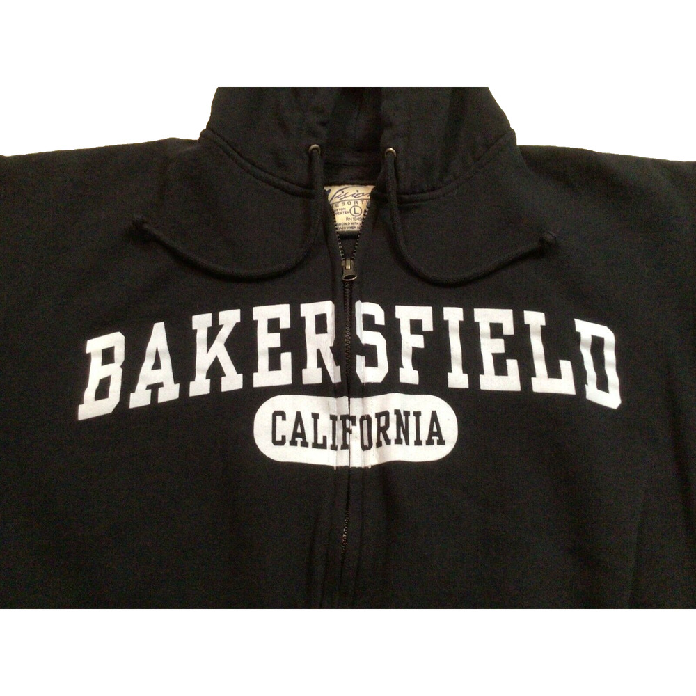Bakersfield California Hoodie Zipped Black Mens Size Large Full Zip 919A